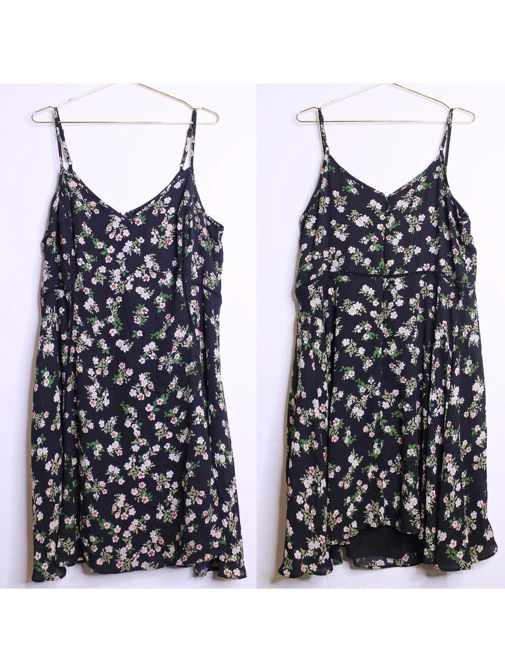 City Chic Black Pink Floral Spaghetti Strap Dress - 18